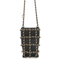 CHANEL Chocolate Bar Chain Shoulder Bag Phone Case BlackAP1161 Lambskin
