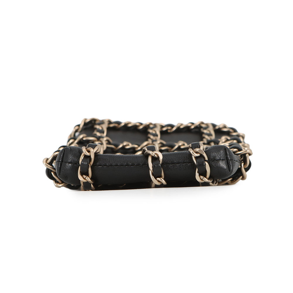 CHANEL Chocolate Bar Chain Shoulder Bag Phone Case BlackAP1161 Lambskin