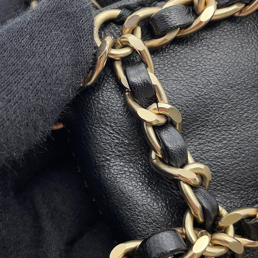 CHANEL Chocolate Bar Chain Shoulder Bag Phone Case BlackAP1161 Lambskin