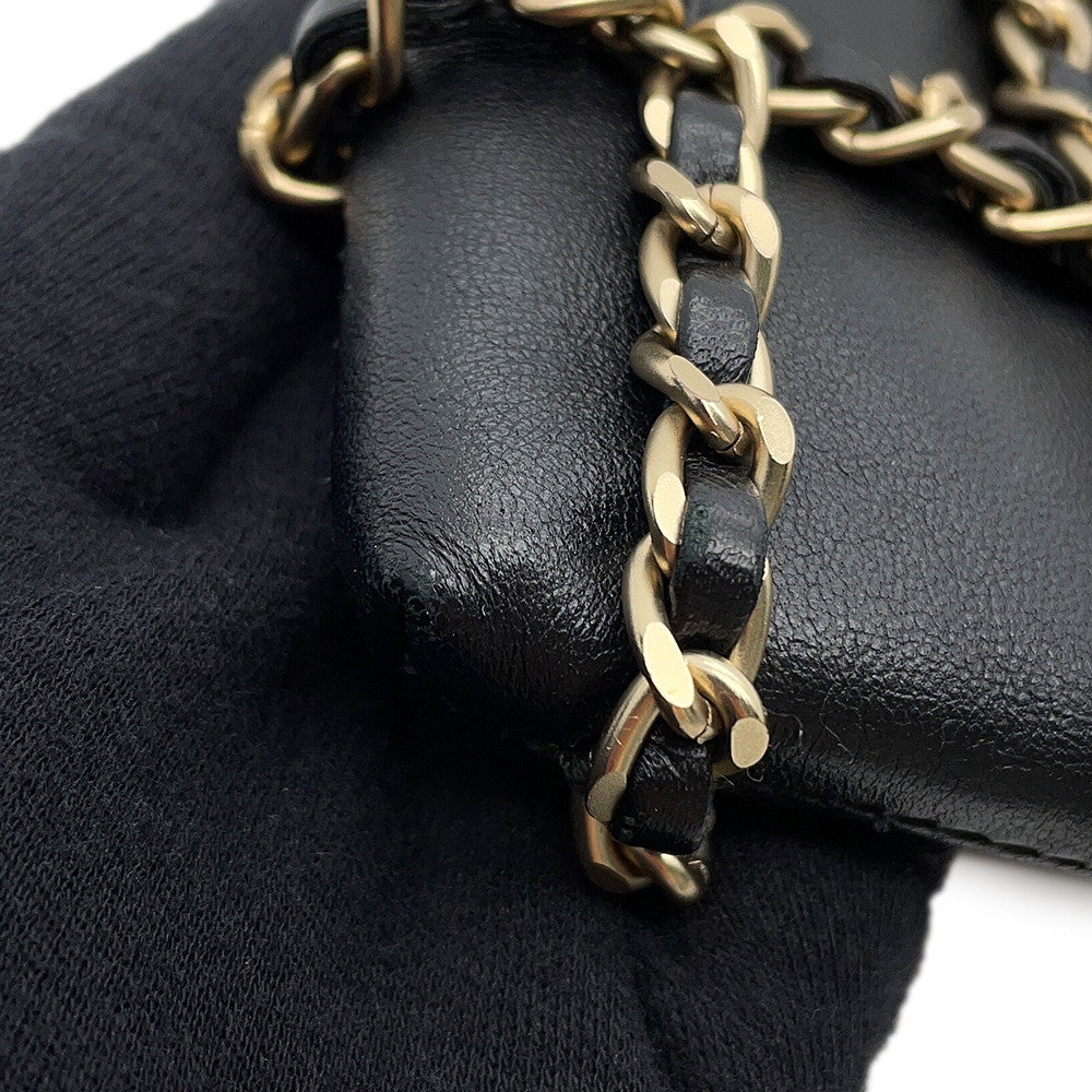 CHANEL Chocolate Bar Chain Shoulder Bag Phone Case BlackAP1161 Lambskin