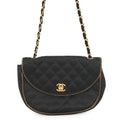 CHANEL Matelasse CC Logo ChainShoulder Bag Black Satin