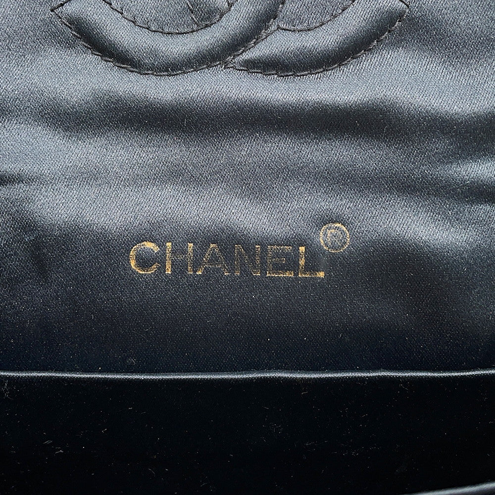 CHANEL Matelasse CC Logo ChainShoulder Bag Black Satin