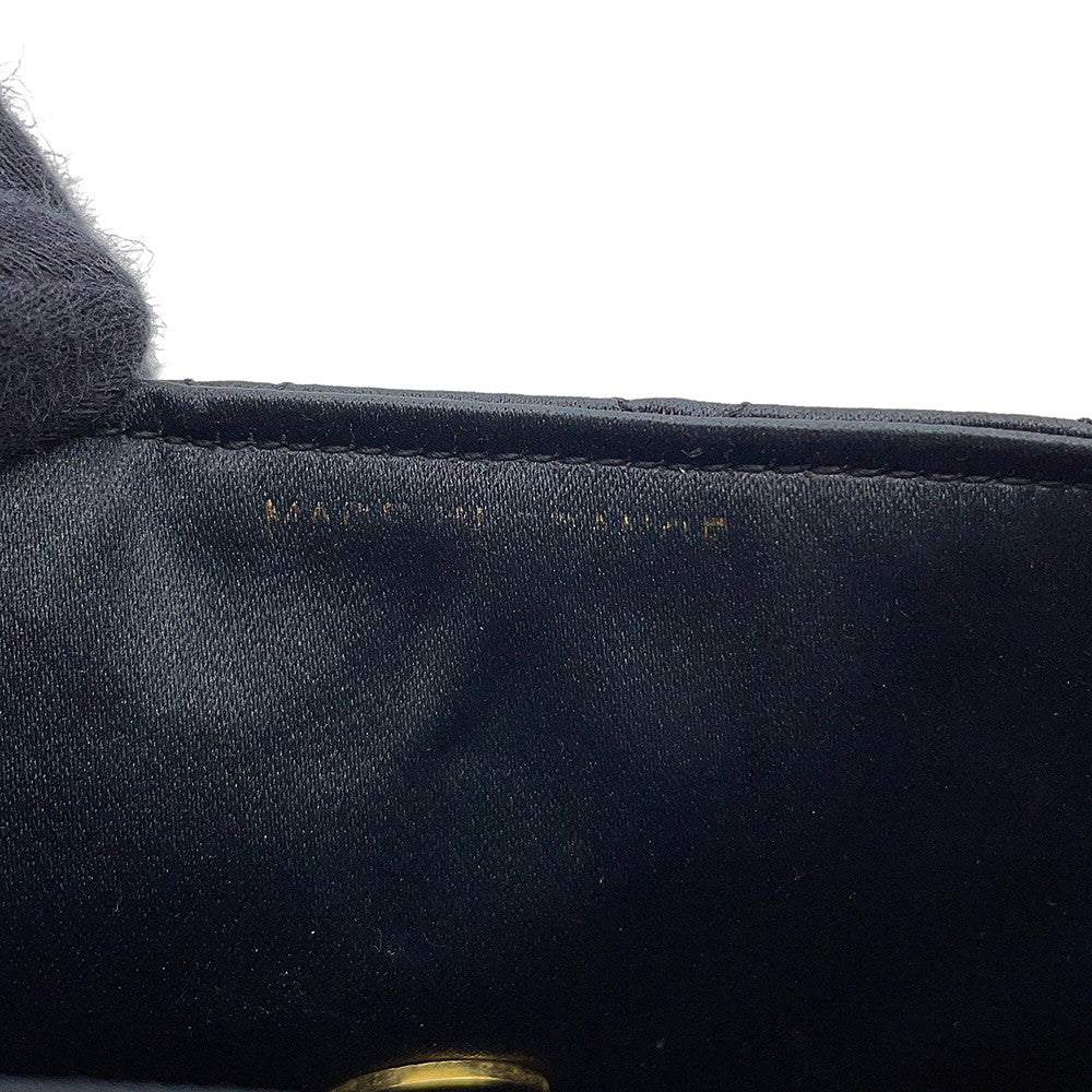 CHANEL Matelasse CC Logo ChainShoulder Bag Black Satin