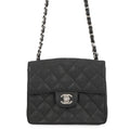 CHANEL Mini Matelasse Chain Shoulder Bag BlackA01115 Caviar Leather Size 17