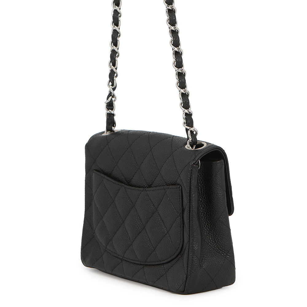 CHANEL Mini Matelasse Chain Shoulder Bag BlackA01115 Caviar Leather Size 17