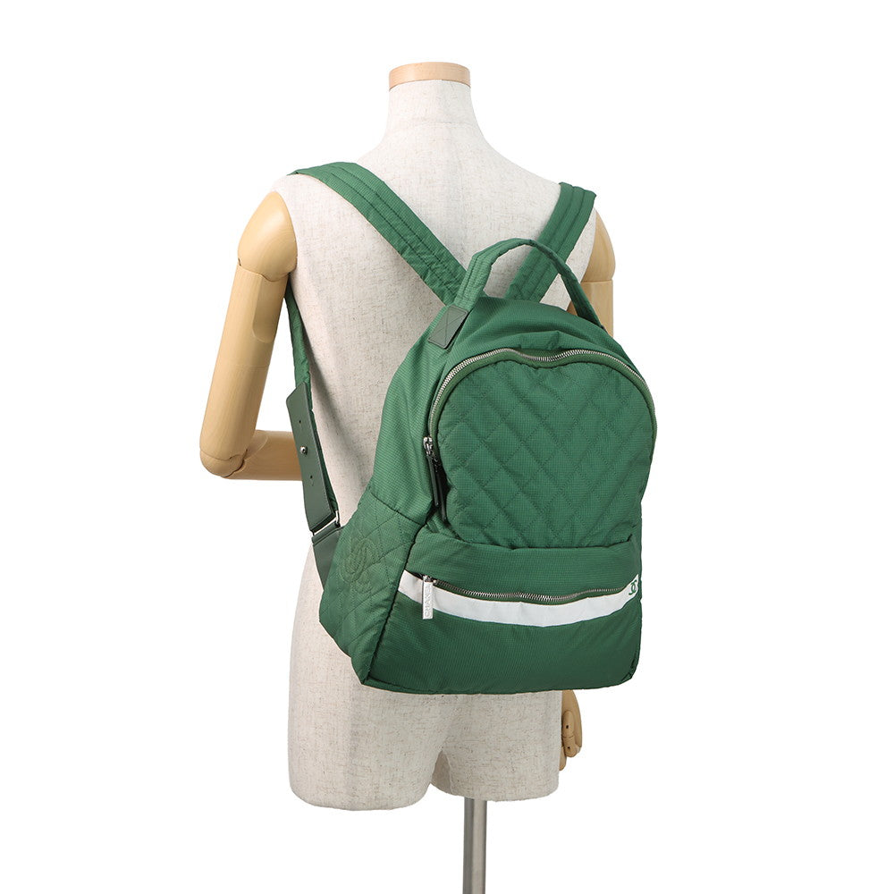 CHANEL CC Logo Backpack Green Nylon