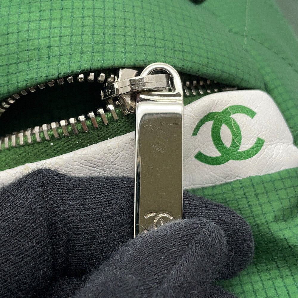 CHANEL CC Logo Backpack Green Nylon