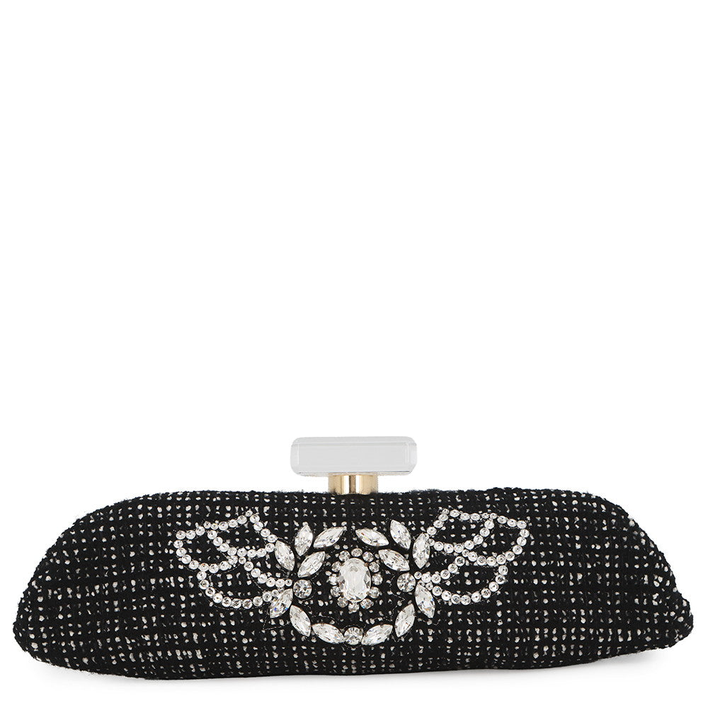 CHANEL Crystal Party Bag Black Tweed