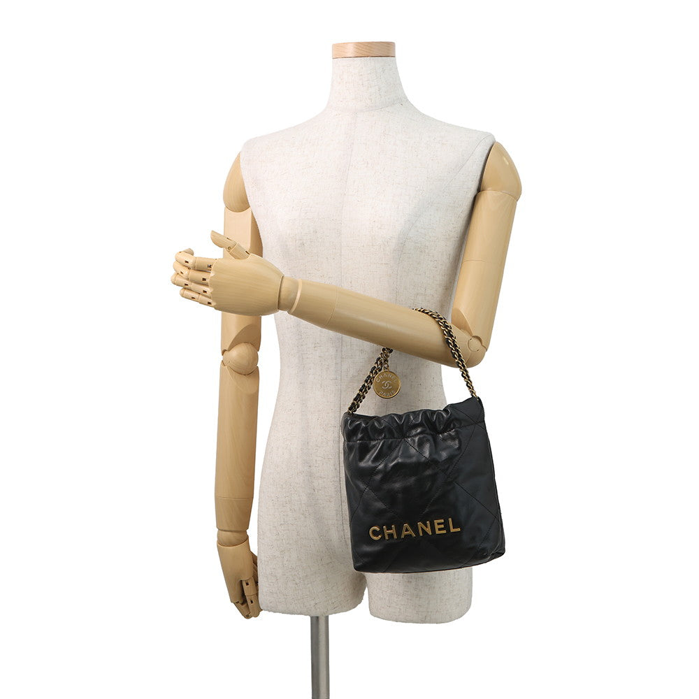CHANEL CHANEL22 ChainBag BlackAS3980 shiny calf Size Mini