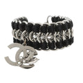 CHANEL CC Logo ChainBracelet Black/Silver Metal Velvet Rhinestone Faux Pearl
