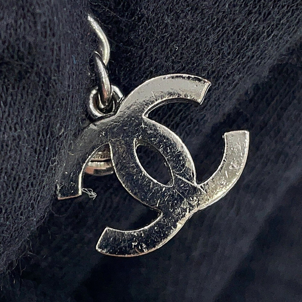 CHANEL CC Logo ChainBracelet Black/Silver Metal Velvet Rhinestone Faux Pearl