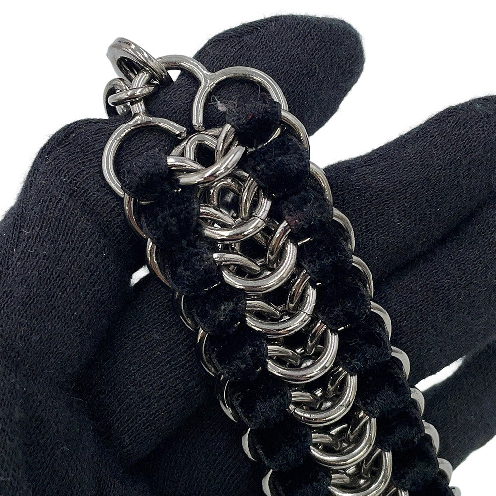 CHANEL CC Logo ChainBracelet Black/Silver Metal Velvet Rhinestone Faux Pearl