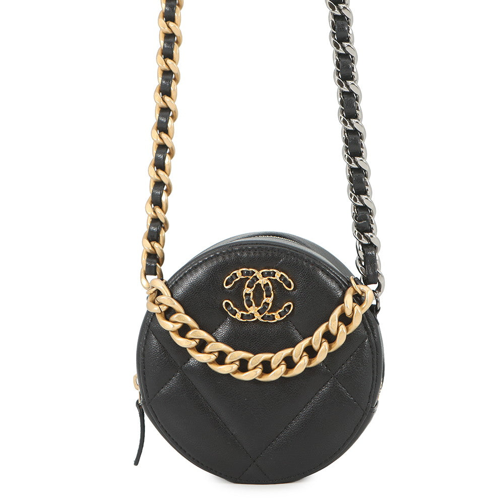 CHANEL CHANEL19 Round ChainShoulder Bag BlackAP0945 Lambskin