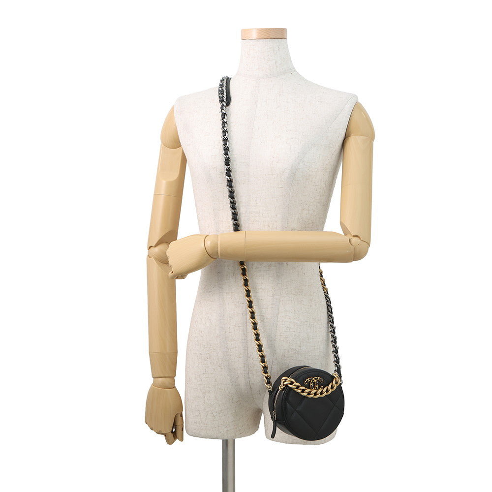 CHANEL CHANEL19 Round ChainShoulder Bag BlackAP0945 Lambskin