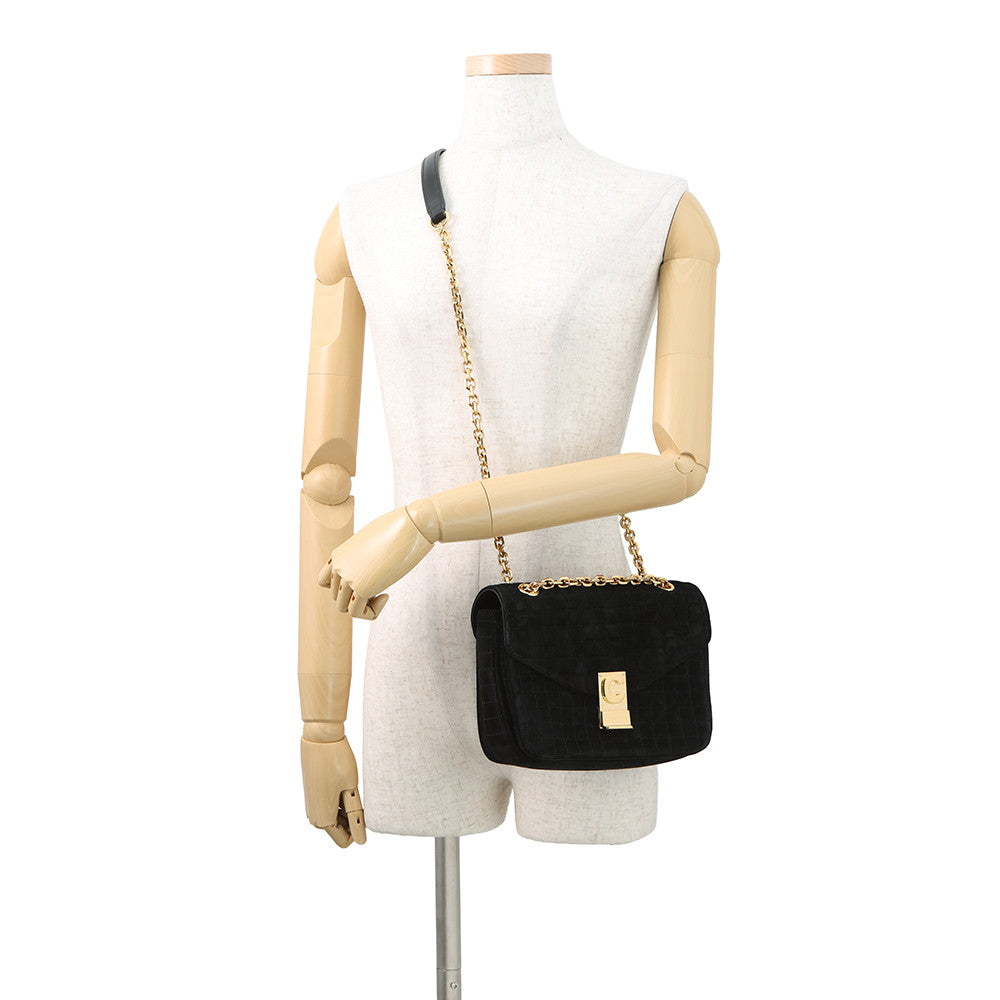 CELINE CMedium Shoulder Bag Black187253BJI.38NO suede