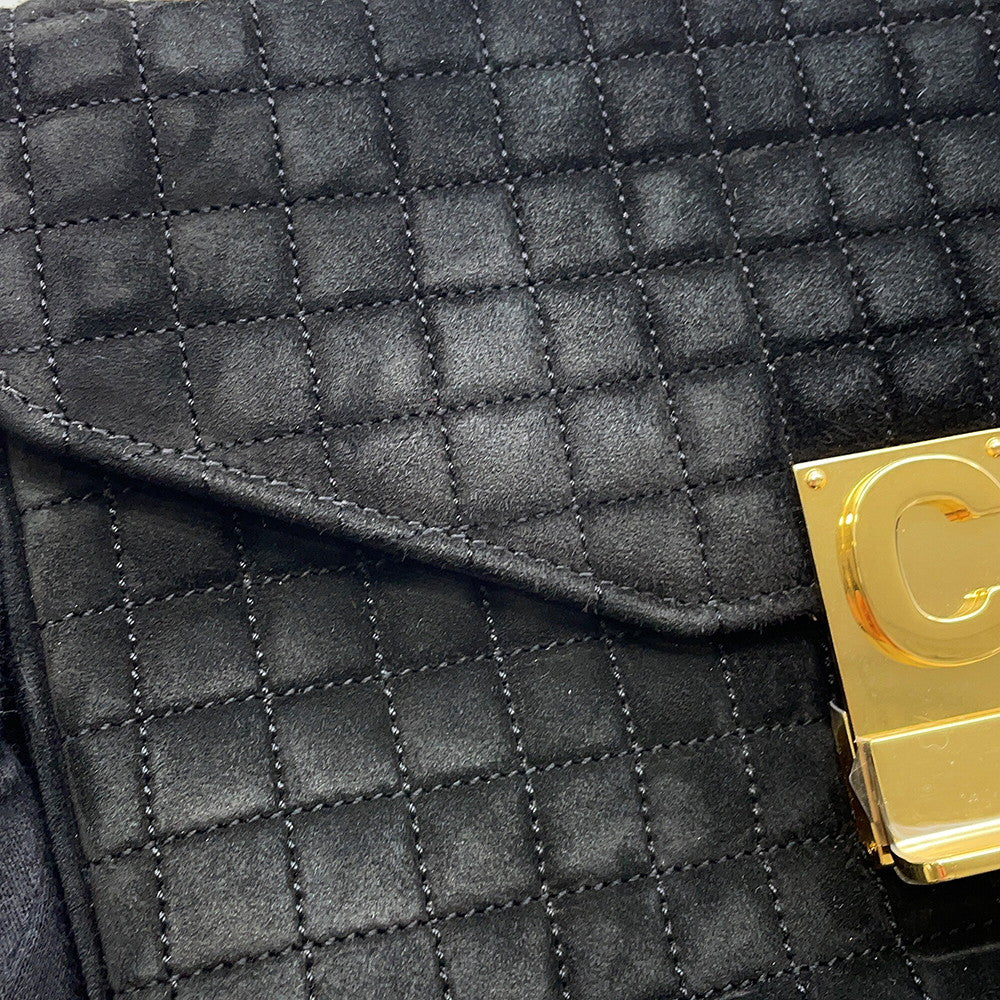 CELINE CMedium Shoulder Bag Black187253BJI.38NO suede