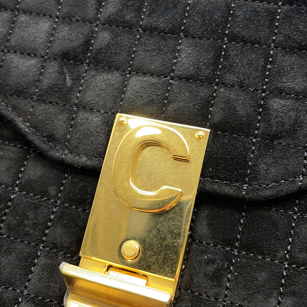 CELINE CMedium Shoulder Bag Black187253BJI.38NO suede