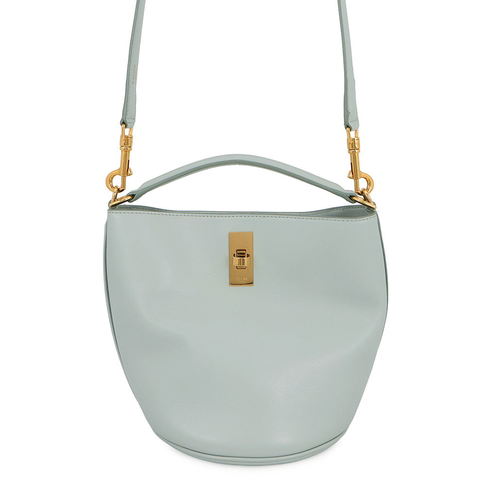 CELINE Teen Bucket 16 Shoulder Bag Soft blue197573CR4.07SZ Calf Leather