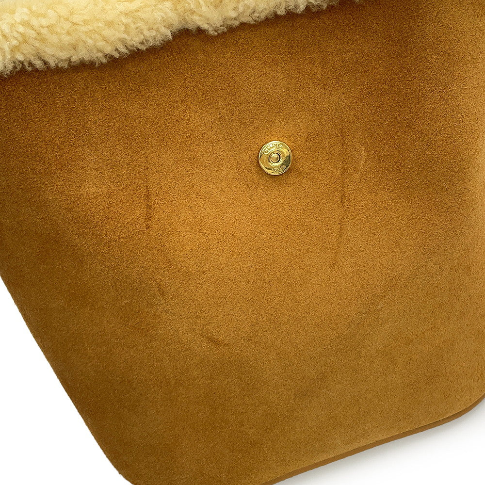 CELINE Louise 2-way Bag Cigarette/Cream116613GFT.18CM Suede Shearling Size Medium