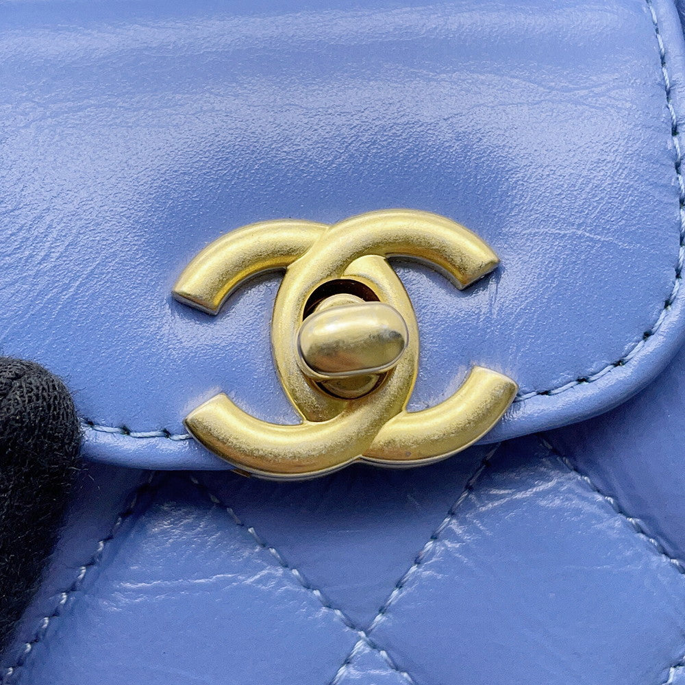 CHANEL Matelasse ChainClutch BlueAP3435 Leather