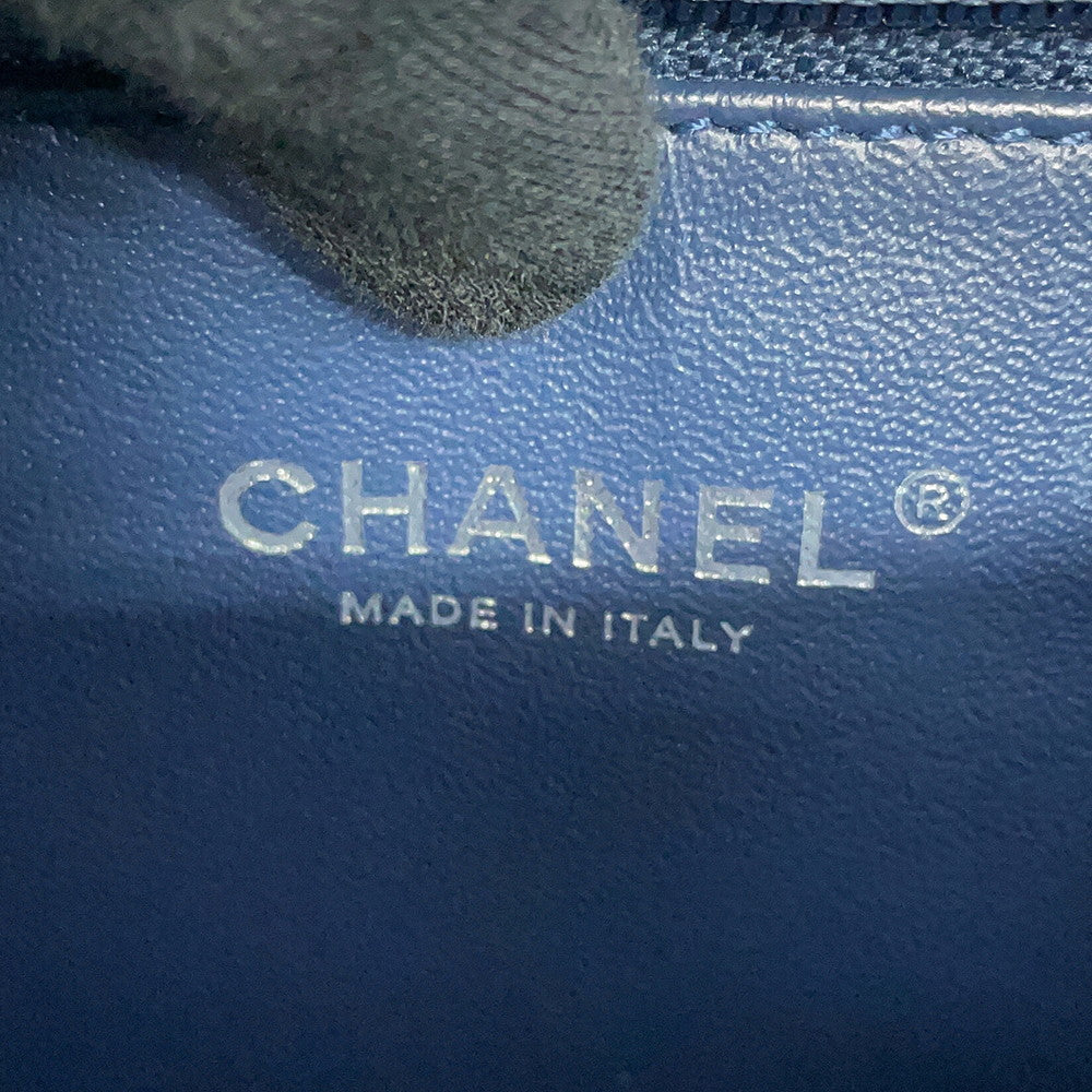 CHANEL Boy Chanel ChainShoulder Bag Blue Tweed Denim Leather Size 28