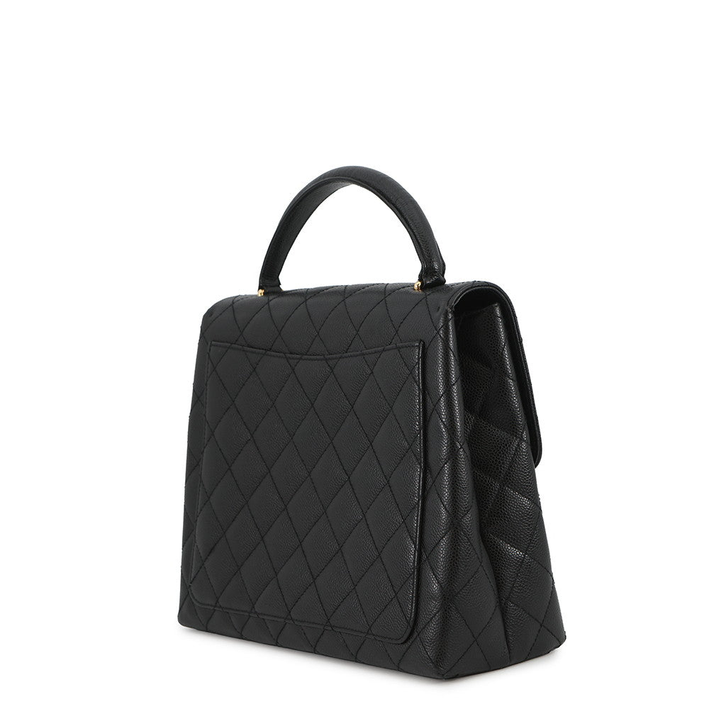 CHANEL Matelasse Handbag BlackA12397 Caviar Leather Size 30