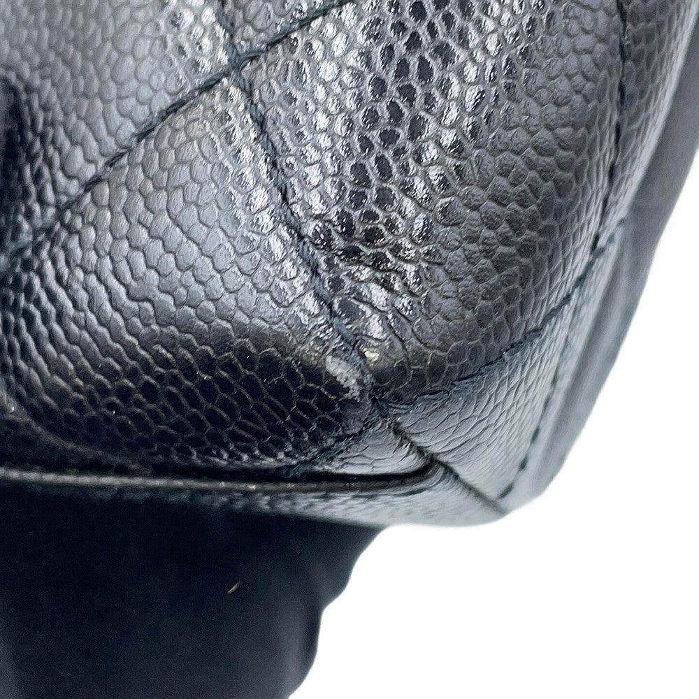 CHANEL Matelasse Handbag BlackA12397 Caviar Leather Size 30