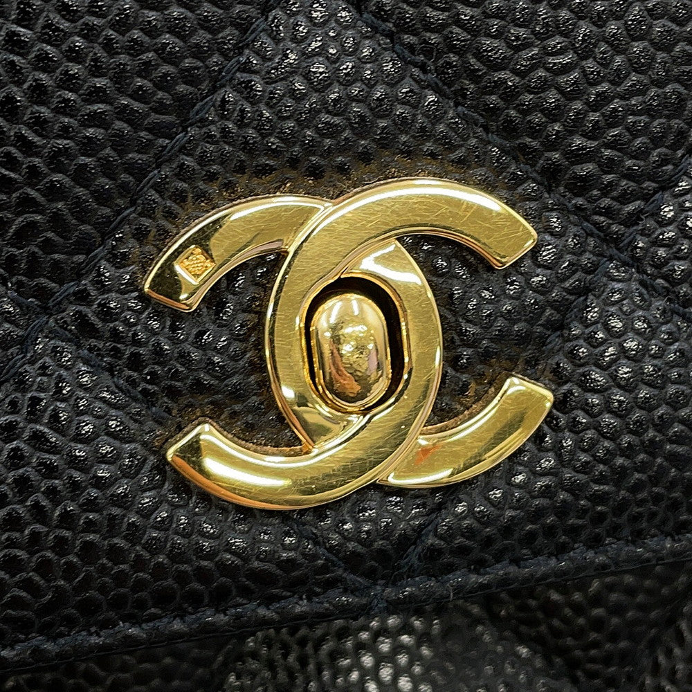CHANEL Matelasse Handbag BlackA12397 Caviar Leather Size 30