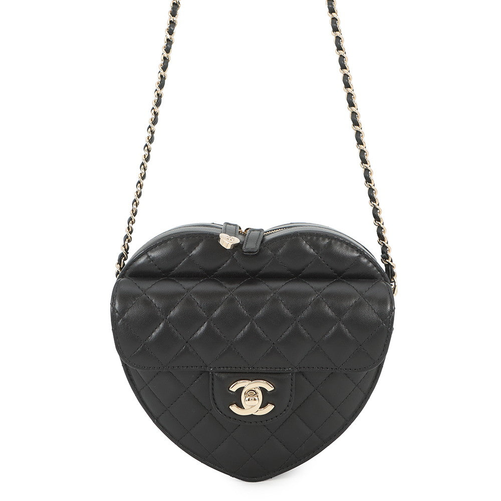CHANEL Heart Shape ChainShoulder BlackAS3191 Lambskin