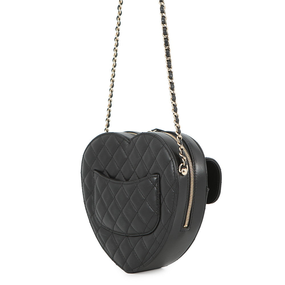 CHANEL Heart Shape ChainShoulder BlackAS3191 Lambskin