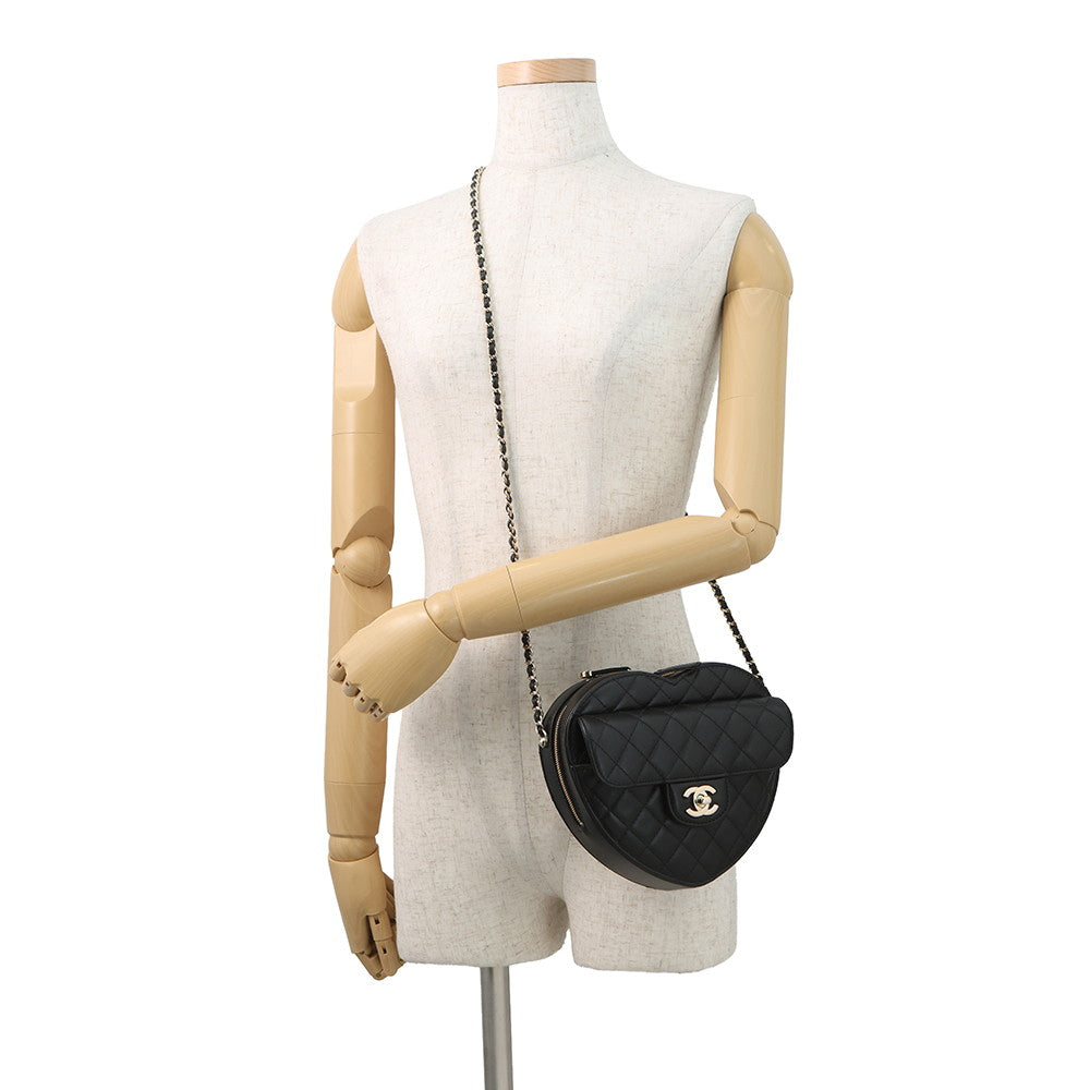 CHANEL Heart Shape ChainShoulder BlackAS3191 Lambskin