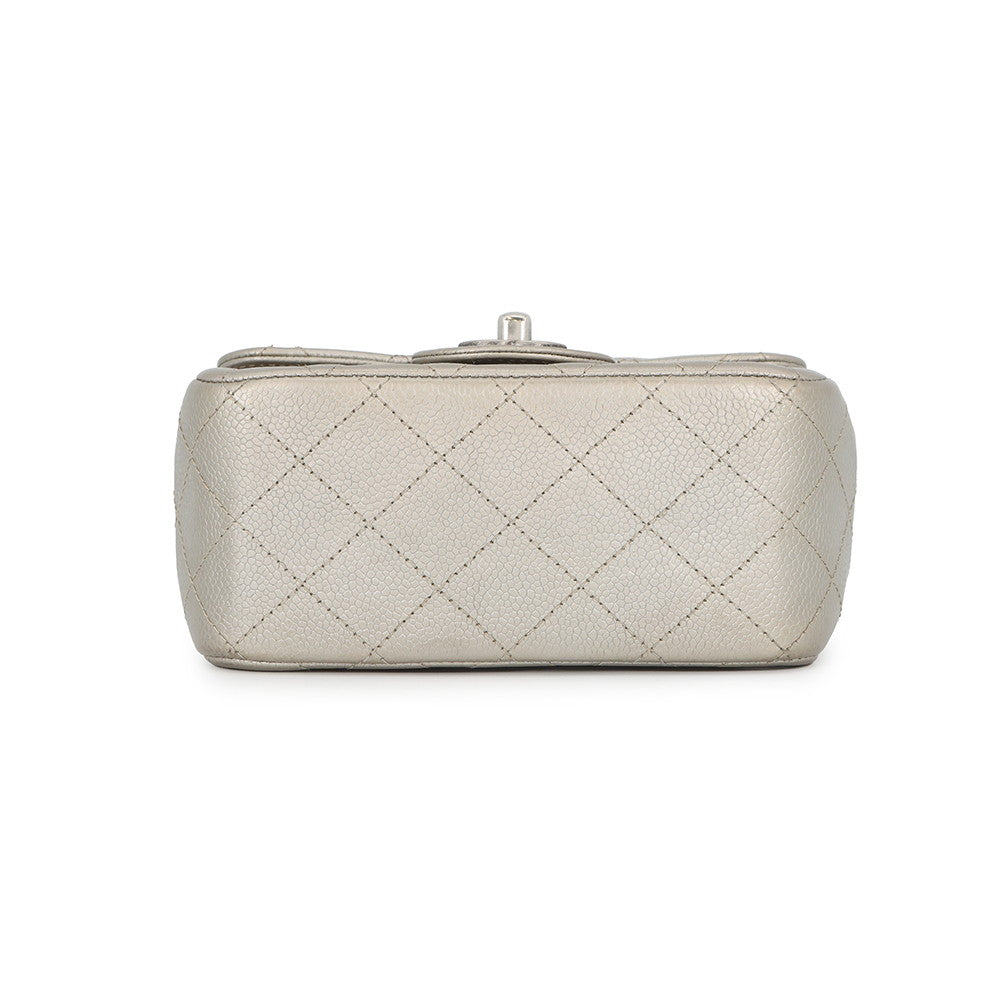 CHANEL Mini Materasse Chain Shoulder SilverA35200 Caviar Leather Size 17