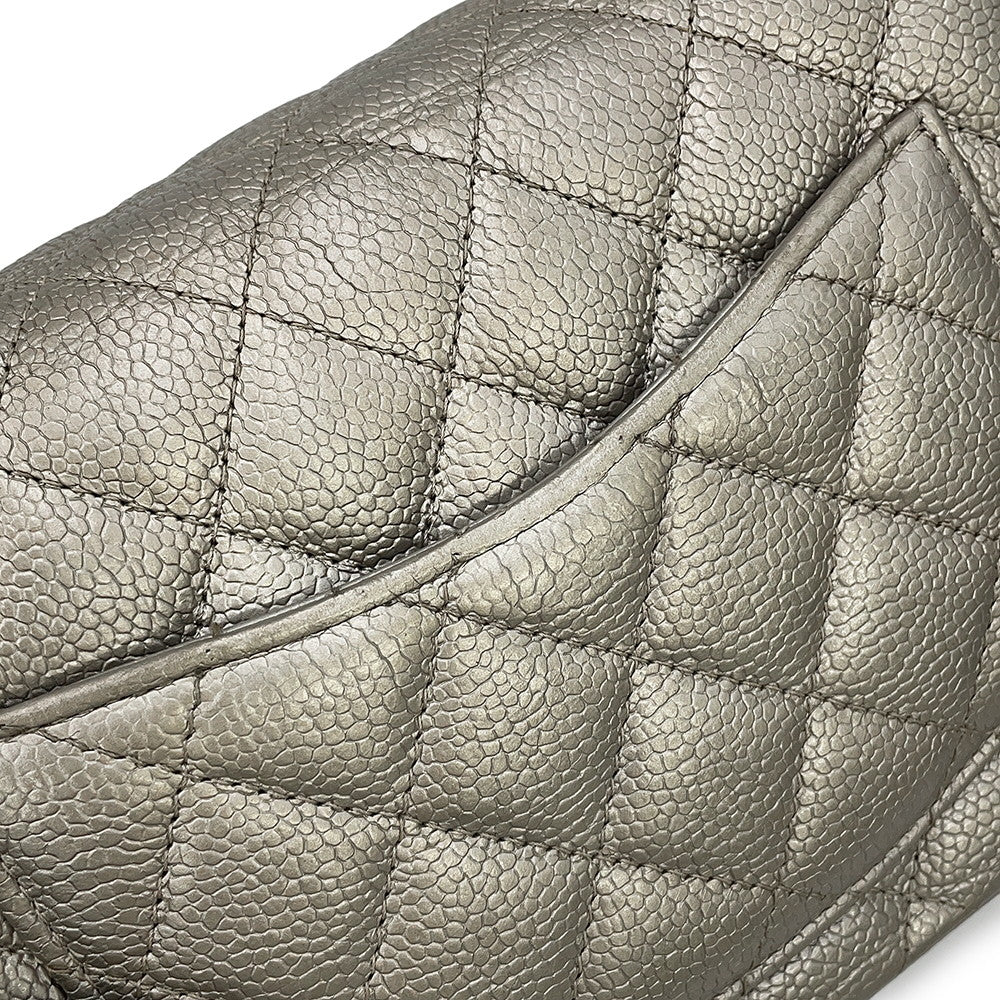 CHANEL Mini Materasse Chain Shoulder SilverA35200 Caviar Leather Size 17