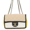 CHANEL Matelasse CC Logo Cruise Line Chain Shoulder Bag Beige/White/YellowA92207 Lambskin Size 22