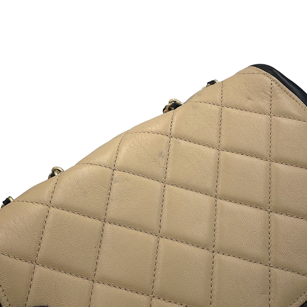 CHANEL Matelasse CC Logo Cruise Line Chain Shoulder Bag Beige/White/YellowA92207 Lambskin Size 22