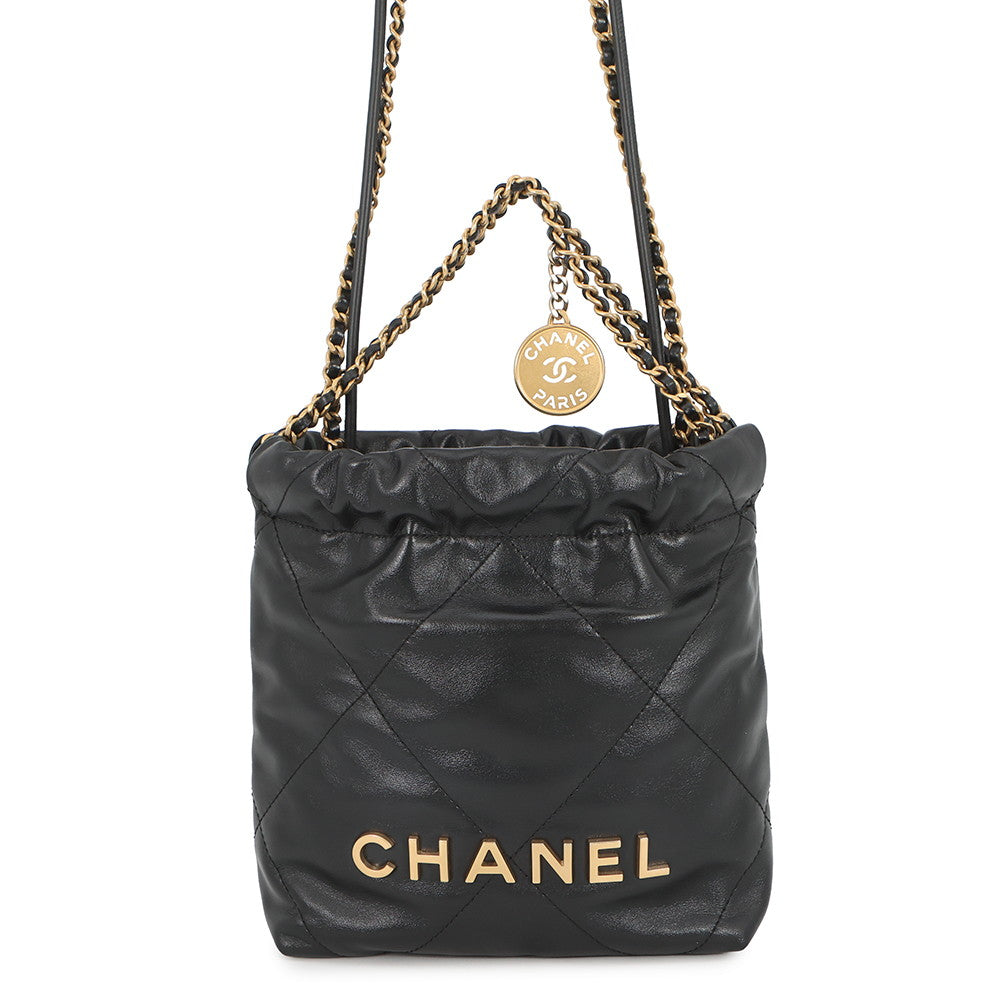 CHANEL CHANEL22 ChainShoulder Bag BlackAS3980-B19059-94305 Shiny Calf Leather Size Mini