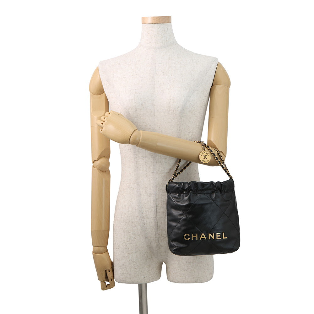 CHANEL CHANEL22 ChainShoulder Bag BlackAS3980-B19059-94305 Shiny Calf Leather Size Mini