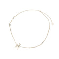 CHANEL CC Logo Bambi Motif Long Necklace Metal Faux Pearl Rhinestone