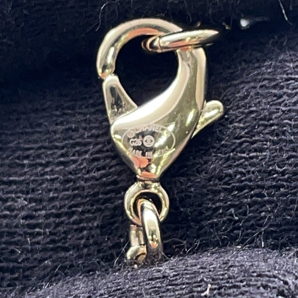 CHANEL CC Logo Bambi Motif Long Necklace Metal Faux Pearl Rhinestone