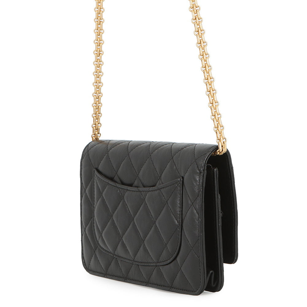CHANEL 2.55 Icon Chain Wallet BlackA80834 Vintage Calf Leather