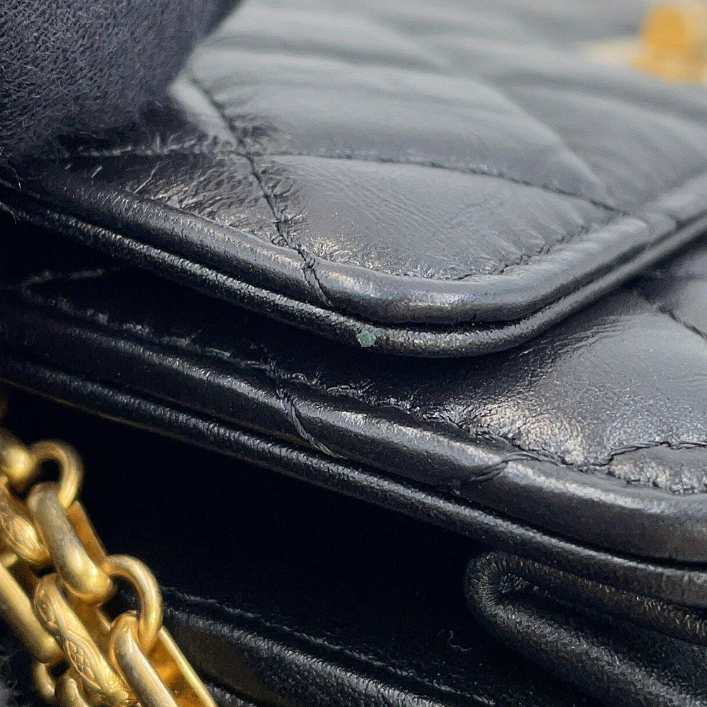 CHANEL 2.55 Icon Chain Wallet BlackA80834 Vintage Calf Leather