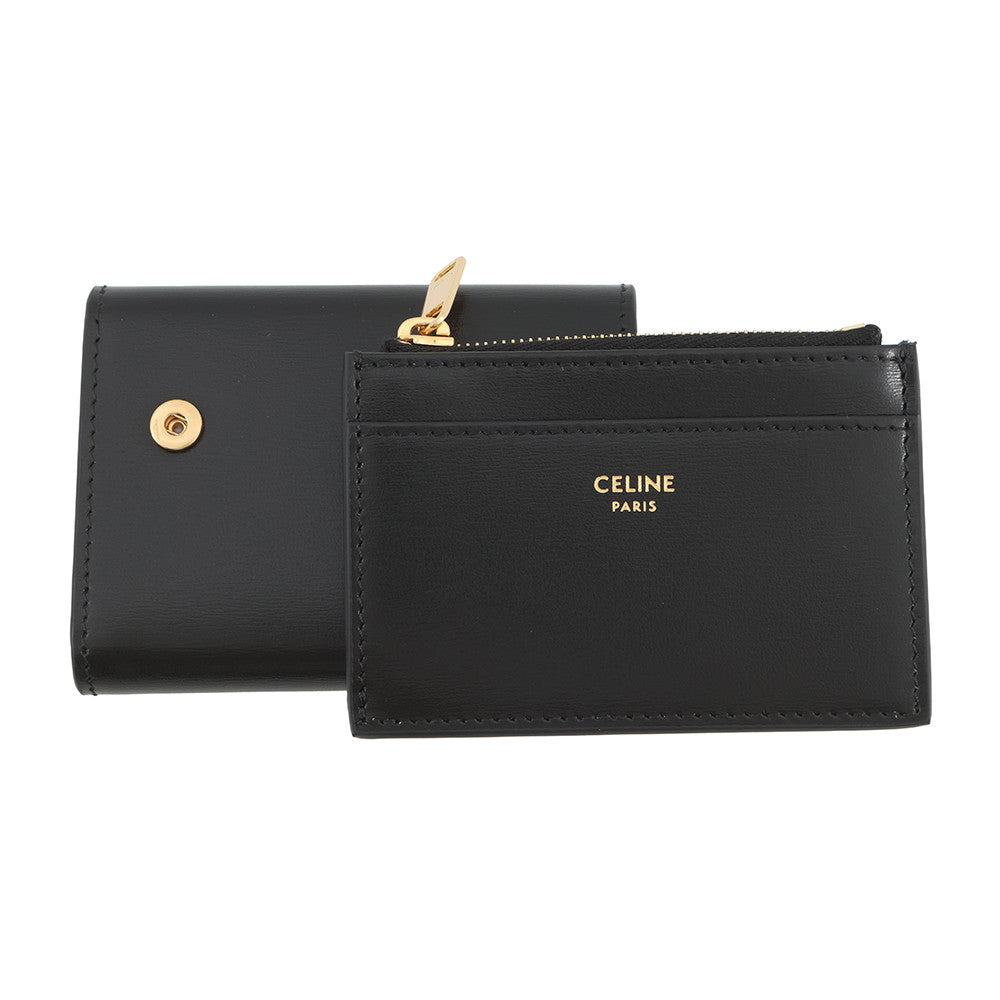CELINE Triomphe Compact Wallet with Coin Compartment Black10I653DPV.38NO Shiny Calf Leather