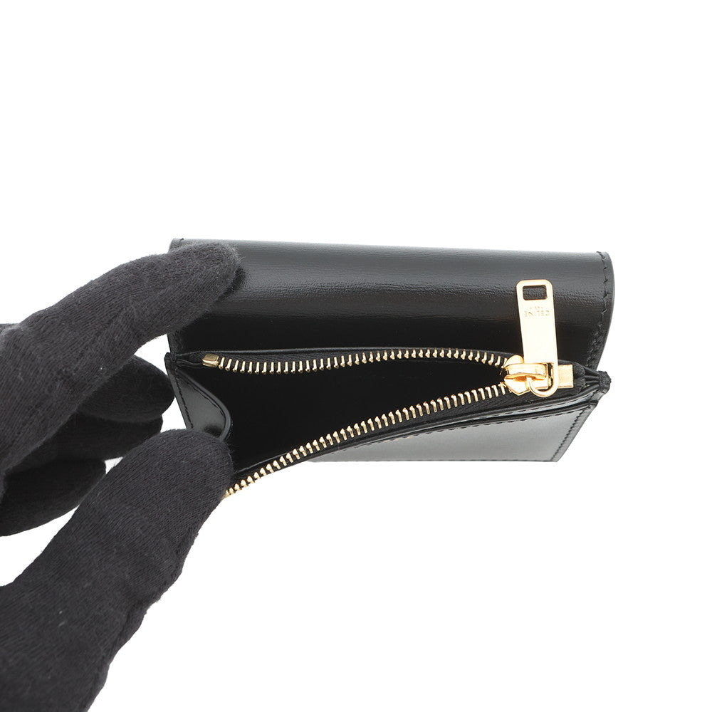 CELINE Triomphe Compact Wallet with Coin Compartment Black10I653DPV.38NO Shiny Calf Leather