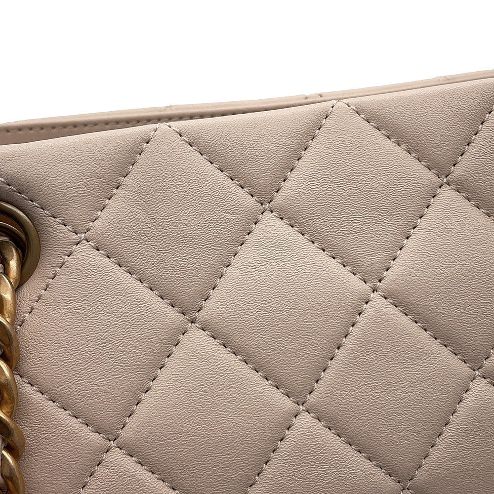 CHANEL Matelasse Chain Shoulder Bucket Bag BeigeAS3873 Lambskin Size Small