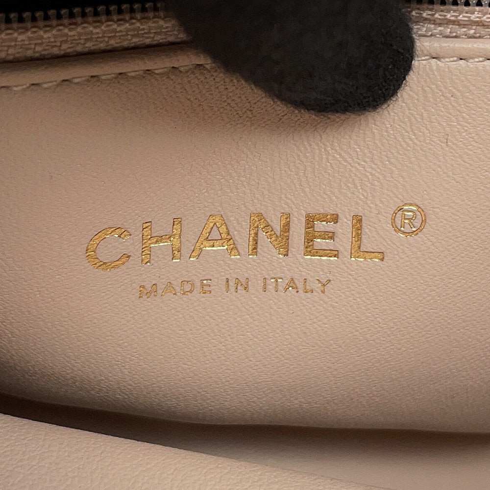 CHANEL Matelasse Chain Shoulder Bucket Bag BeigeAS3873 Lambskin Size Small