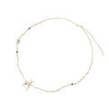 CHANEL CC Logo Bambi Motif Long Necklace Gold Plated Rhinestone Faux Pearl