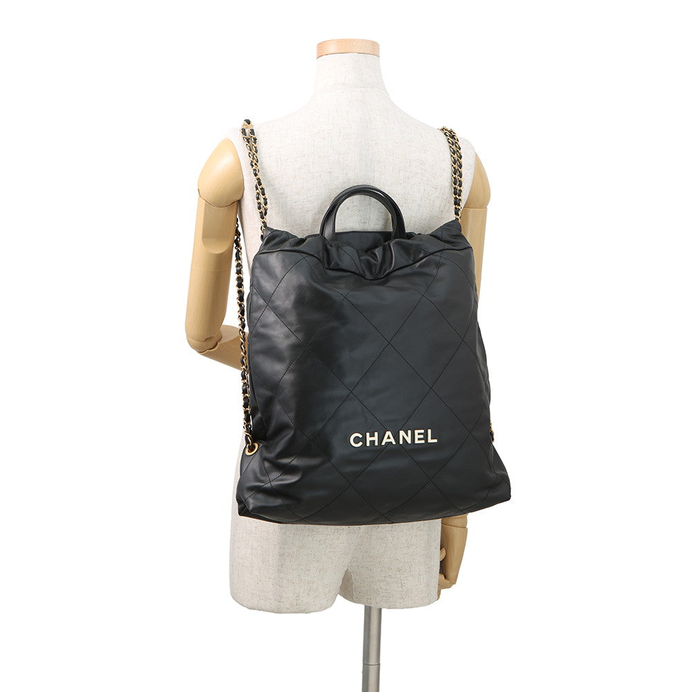 CHANEL CHANEL22 Backpack BlackAS3313 Leather Size Large