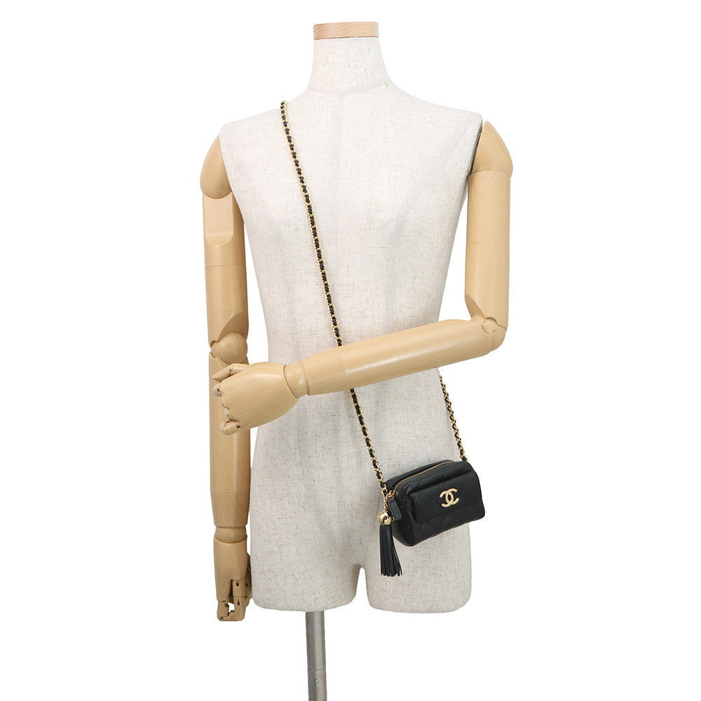 CHANEL Matelasse Mini ChainClutch BlackAP4744 Caviar Leather