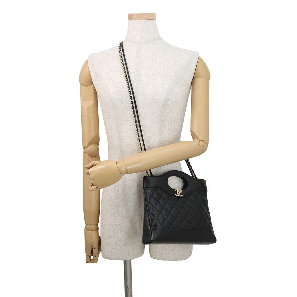 CHANEL CHANEL 31 Mini Shopping Bag BlackAS4133 Shiny Calf Leather