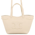 CELINE Cabas Anais Cuil Triomphe Cream121743ENY.01CR Calf Leather Size Mini